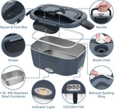 Electric Heated Lunch Box for Men/Women Home 80W Portable Food Warmer with 110V-250V Stainless Steel Leakproof Container for Work Travel Jobsite Camping Christmas White Elephant Gifts