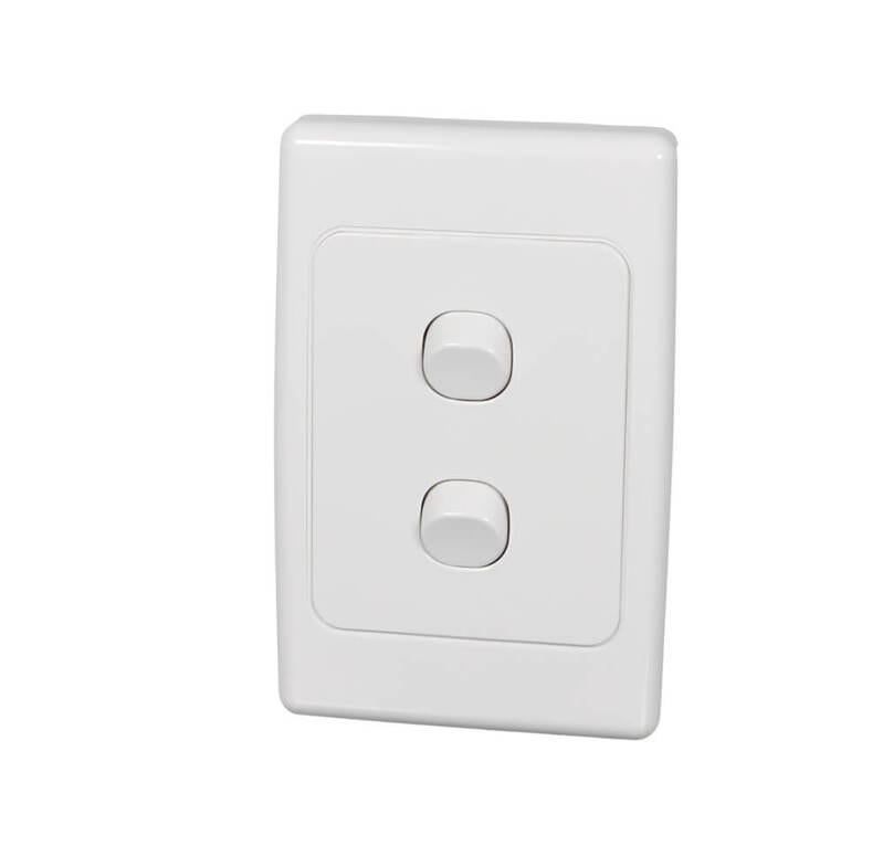 Clipsal 2000 Series Flush Switch 2 Gang, 250VAC, 10A, Standard, Vertical | White Electric | 2032VA-WE