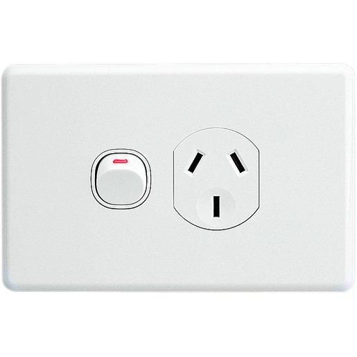 Clipsal Classic C2000 Series Single Switch Socket Outlet Classic, 250V, 10A | White Electric | C2015-WE