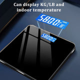 Digital bathroom scale with temperature display, black