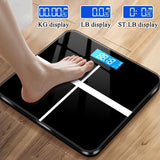 Digital bathroom scale with temperature display, black and white