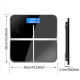 Digital bathroom scale with temperature display, black and white