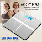 Digital bathroom scale with temperature display, white