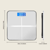 Digital bathroom scale with temperature display, white