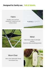 black Canopy Version-Canopy+Folding Table+2 Moon Chairs