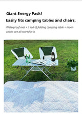 Black Ground Mat Version-Ground Mat+Folding Table+2 Moon Chairs