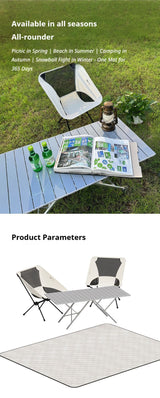 Black Ground Mat Version-Ground Mat+Folding Table+2 Moon Chairs