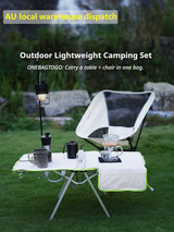 Green 4-Piece Set-Bag+Aluminum Table Frame+2 Moon Chairs