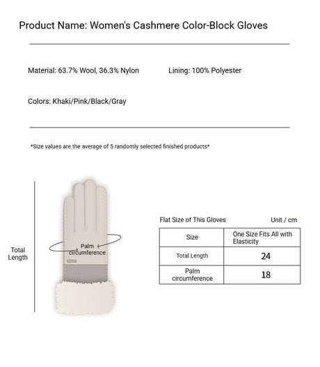 Women's cashmere winter gloves in black, model DY43.