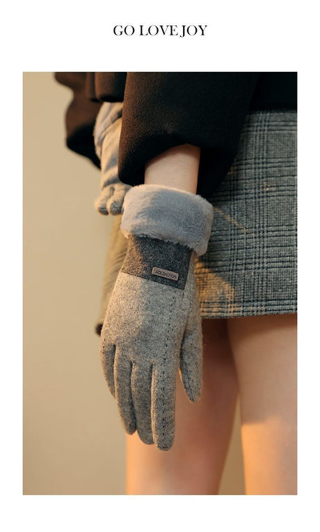 Women's cashmere winter gloves in moonlight grey, model DY43.