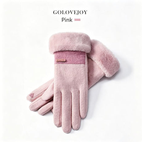 Pink cashmere gloves, lightweight, model DY50.