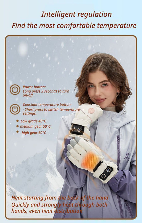 Black heated gloves, lightweight.