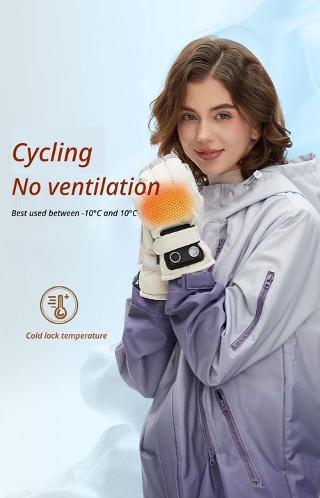 White heated gloves, lightweight.