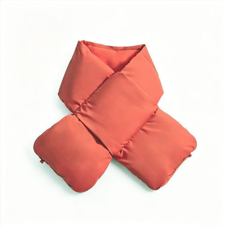 USB Heated White Duck Down Neck Warmer-Wine Red.