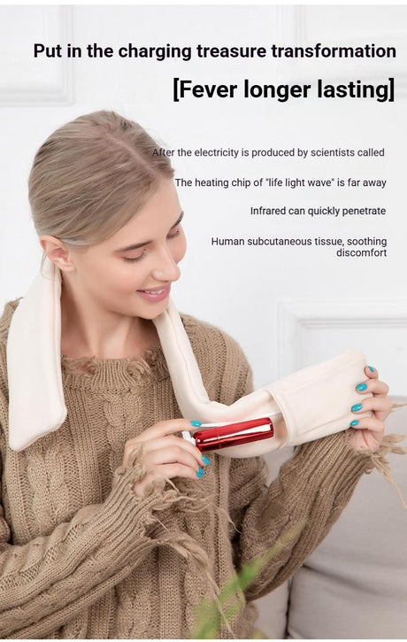 Rechargeable neck warmer, lightweight.