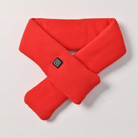 Red rechargeable neck warmer, lightweight.