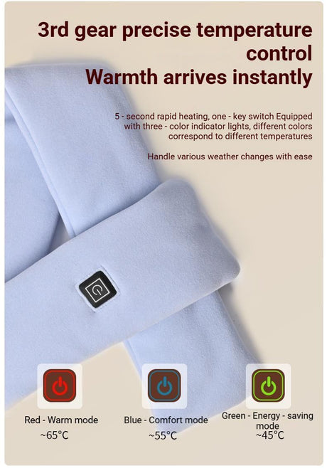 Red rechargeable neck warmer, lightweight.