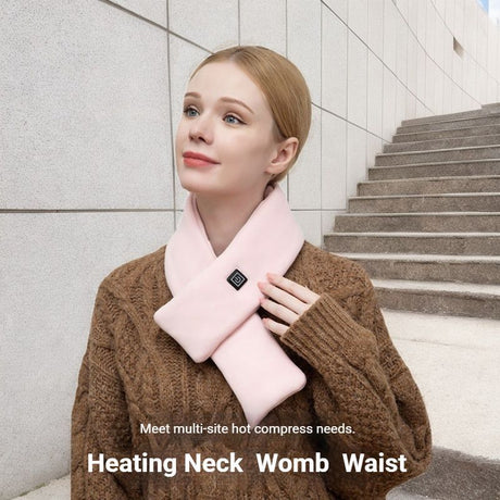 Red rechargeable neck warmer, lightweight.