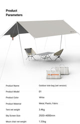 White Canopy Version-Canopy+Folding Table+2 Moon Chairs