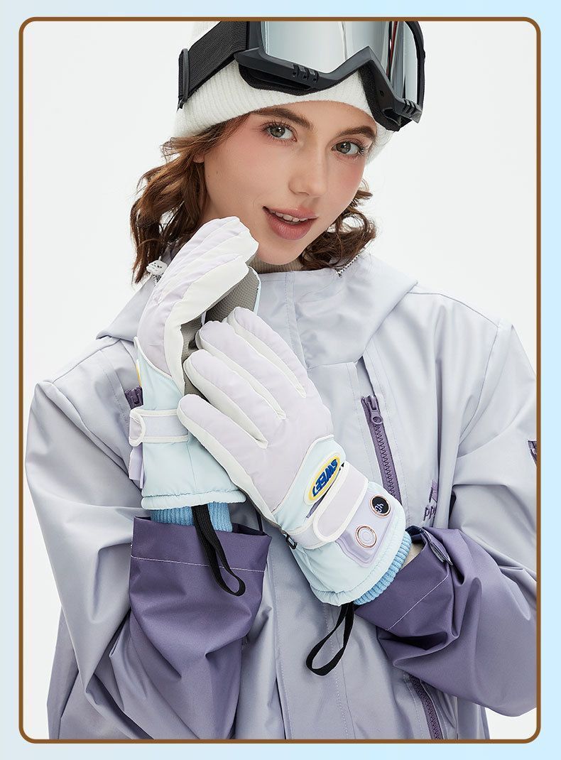 Windproof Water-Repellent Self-Heating Fleece Gloves Light Green