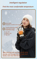 Winter Self-Heating Windproof Touchscreen Gloves-Beige Black