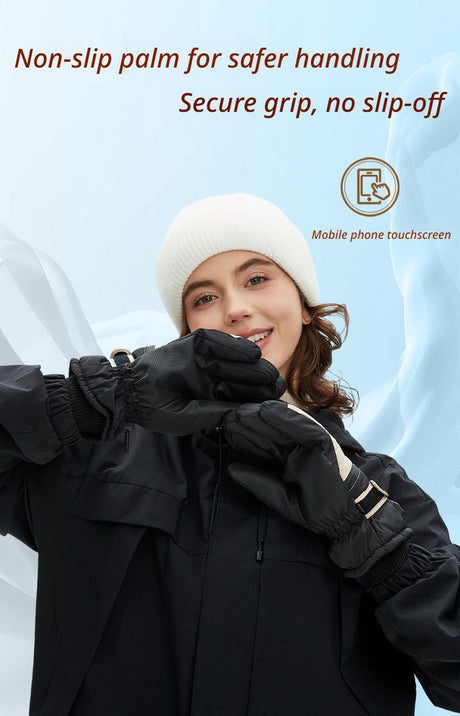 Gloves-Black heating pads, windproof, lightweight.