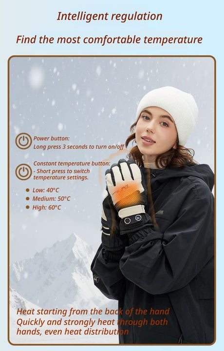 Gloves-Black heating pads, windproof, lightweight.