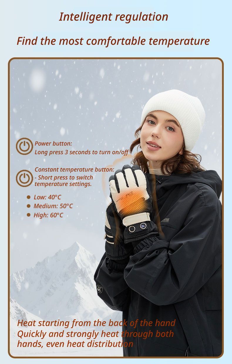 Winter Self-Heating Windproof Touchscreen Gloves-White Black