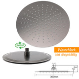 WELS Gun Metal Round 12" Rain Shower Head 400mm Straight Wall Mounted Arm Bath Set