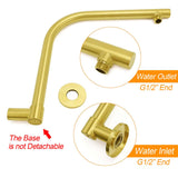 Brushed Gold Round 12 Inch Rain Shower Head Swivel Brass Gooseneck Wall Arm Set