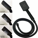 WELS Matt Black 8" Shower Head 3 Modes Handheld Gooseneck Arm Square 2in1 Set Mixer
