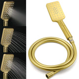 WELS Brushed Gold Twin Shower 12" Rain Head Handheld Diverter Wall Arm Set Square Taps