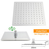 WELS Dual 10" Square Rain Shower Head Handheld Spray Diverter Wall Arm Set