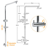 WELS Twin Shower Set Large Round 12" Rainfall Head 3 Modes Handheld Silde Rail