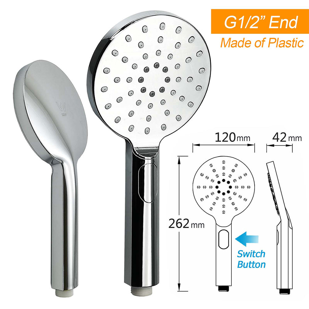 WELS Twin Shower Set Large Round 12" Rainfall Head 3 Modes Handheld Silde Rail