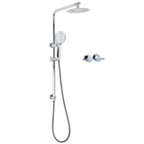 Chrome Double Square 8" Shower Head Set 3 Function Handheld Rail Diverter Arm + Taps