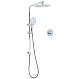 WELS Chrome 10" Rain Shower Head Round Handheld Sliding Rail Diverter Arm Twin Set Mixer
