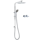 WELS Chrome Dual 10" Slim Rain Shower 5 Modes Handset Turning Mixer Valve Sliding Rail