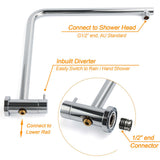 Chrome Dual Shower 12" Slim Rain Head 5 Modes Handheld Sliding Rail Inbuilt Diverter + Twin Taps