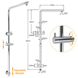 WELS 2 In 1 Shower Head Set Sliding Rail 3 Mode Handheld Arm 10" Round Chrome