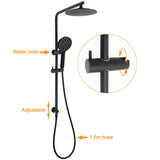 Matt Black 2in1 Round 9" Rainfall Shower Head & 3 Modes Handheld Silde Rail Set