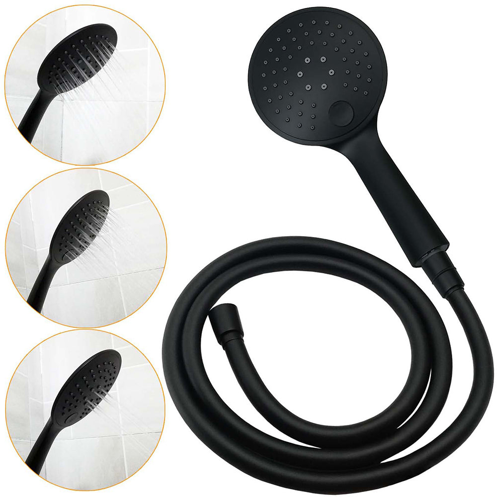 Matt Black Twin 10 Inch Shower Head 3 Modes Handheld 2in1 Wall Rail Arm Round Mixer