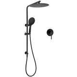 WELS Matt Black Shower Set 12" Large Rain Head Handheld Sliding Rail Arm Round Mixer