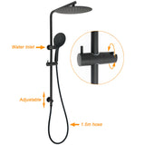 WELS Matt Black Shower Set 12" Large Rain Head Handheld Sliding Rail Arm Round Mixer