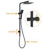 Matt Black Twin Shower Set Square 10" Rain Head 3 Modes Handheld Wall Arm Rail + Mixer