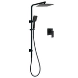 Matt Black Dual Shower Square 10" Rain Head 3 Modes Handheld Brass Silde Rail Mixer Set