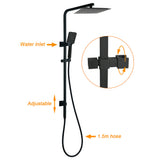 Matt Black Dual Shower Square 10" Rain Head 3 Modes Handheld Brass Silde Rail Mixer Set