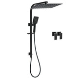 Matt Black Dual Shower Set 16" Rainfall Head 3 Modes Handheld Silding Rail Combo Twin Taps