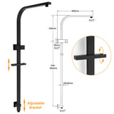 Matt Black Dual Shower Set 16" Rainfall Head 3 Modes Handheld Silding Rail Combo Twin Taps