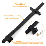 Matt Black Dual Shower Set 16" Rainfall Head 3 Modes Handheld Silding Rail Combo Twin Taps